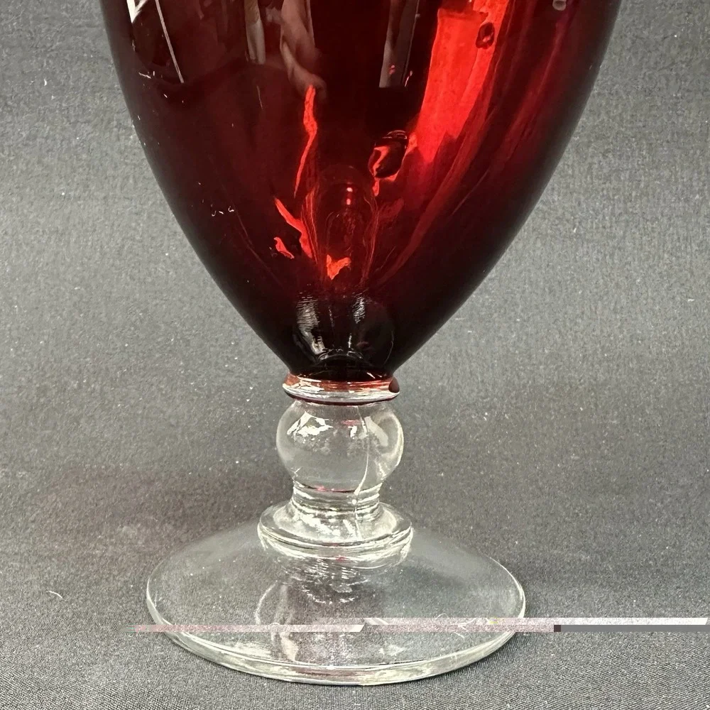 Anchor Hocking Royal Ruby Depression Glass Apothecary Jar With Clear Pedestal.